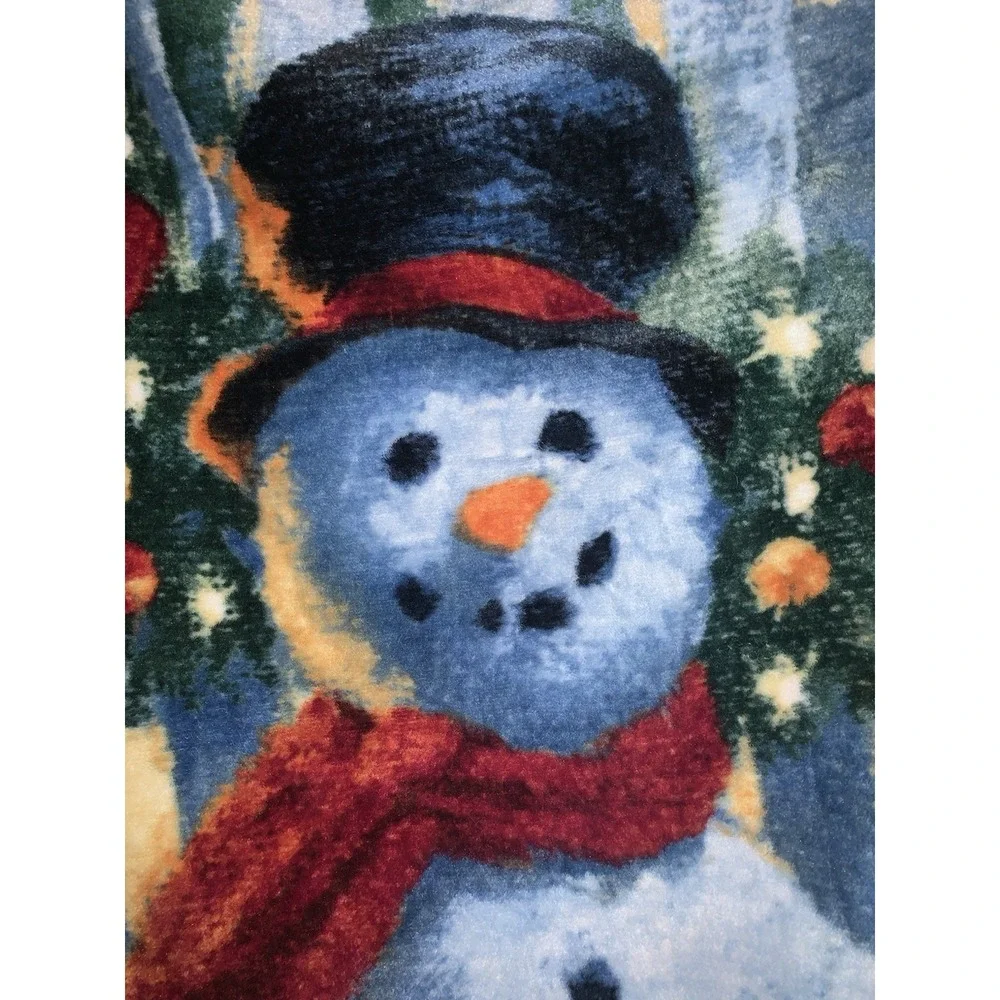 Gauthier Christmas Blanket SNOWMAN Soft Plush Fleece Throw Red Blue 50